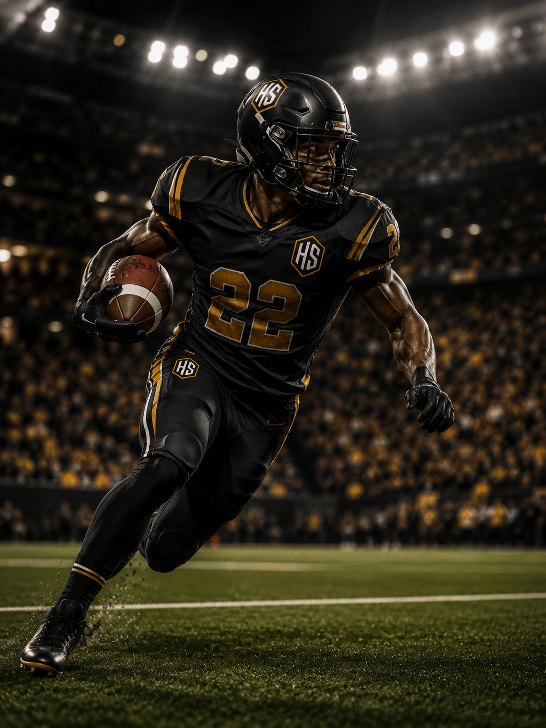 Football athlete in Horizon Sports custom uniform
